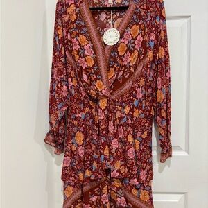 Umgee Floral Long Sleeve Dress - 1X